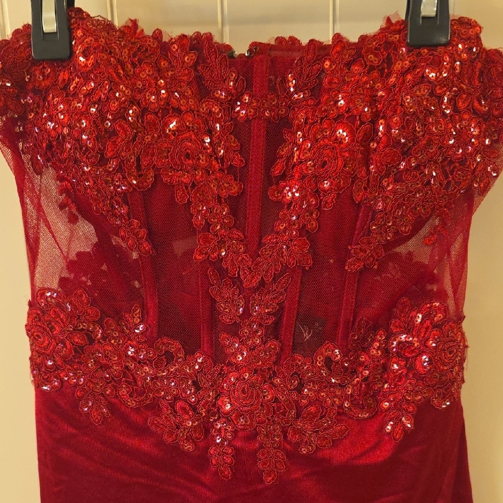 Windsor Strapless Ruby Sequin Dress - image 4